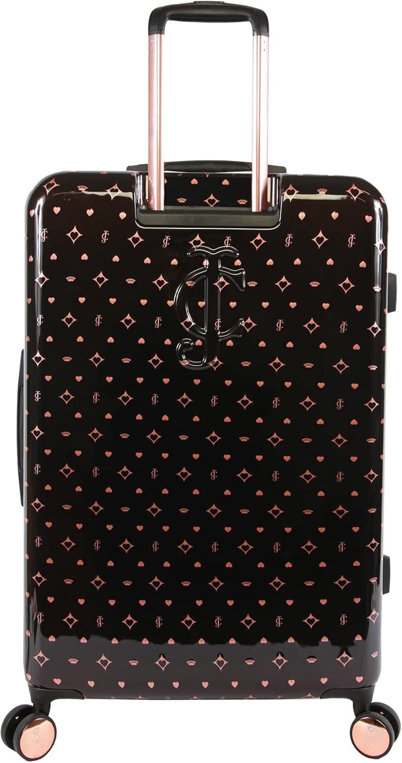 Juicy Couture Women's Arwen Spinner Luggage, Black/Rose Gold, 2pc Set
