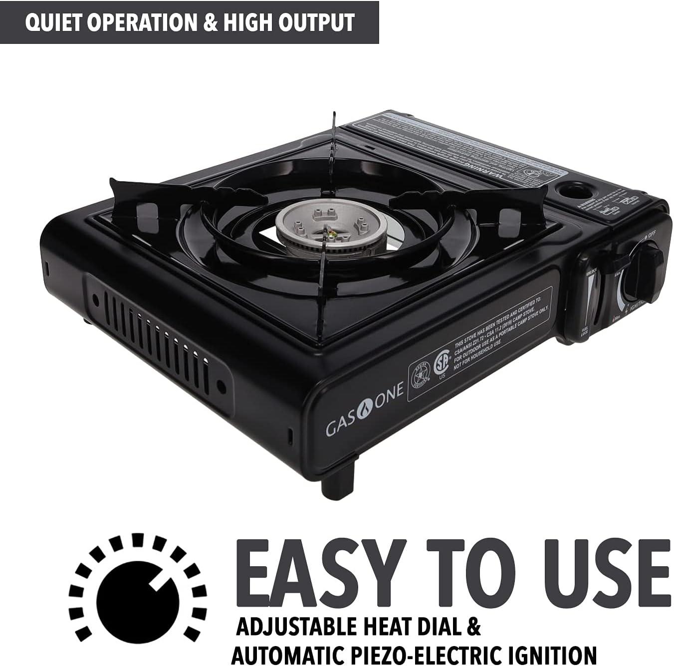 GAS ONE GS-3000 Portable Gas Stove with Carrying Case, 9,000 BTU, CSA Approved, Black