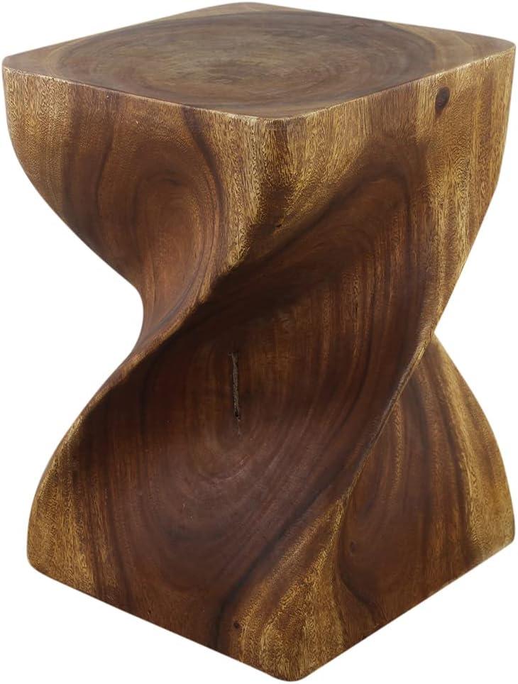 Sustainable Wood Big Twist Stool Table 14" SQ x 20" H in Walnut