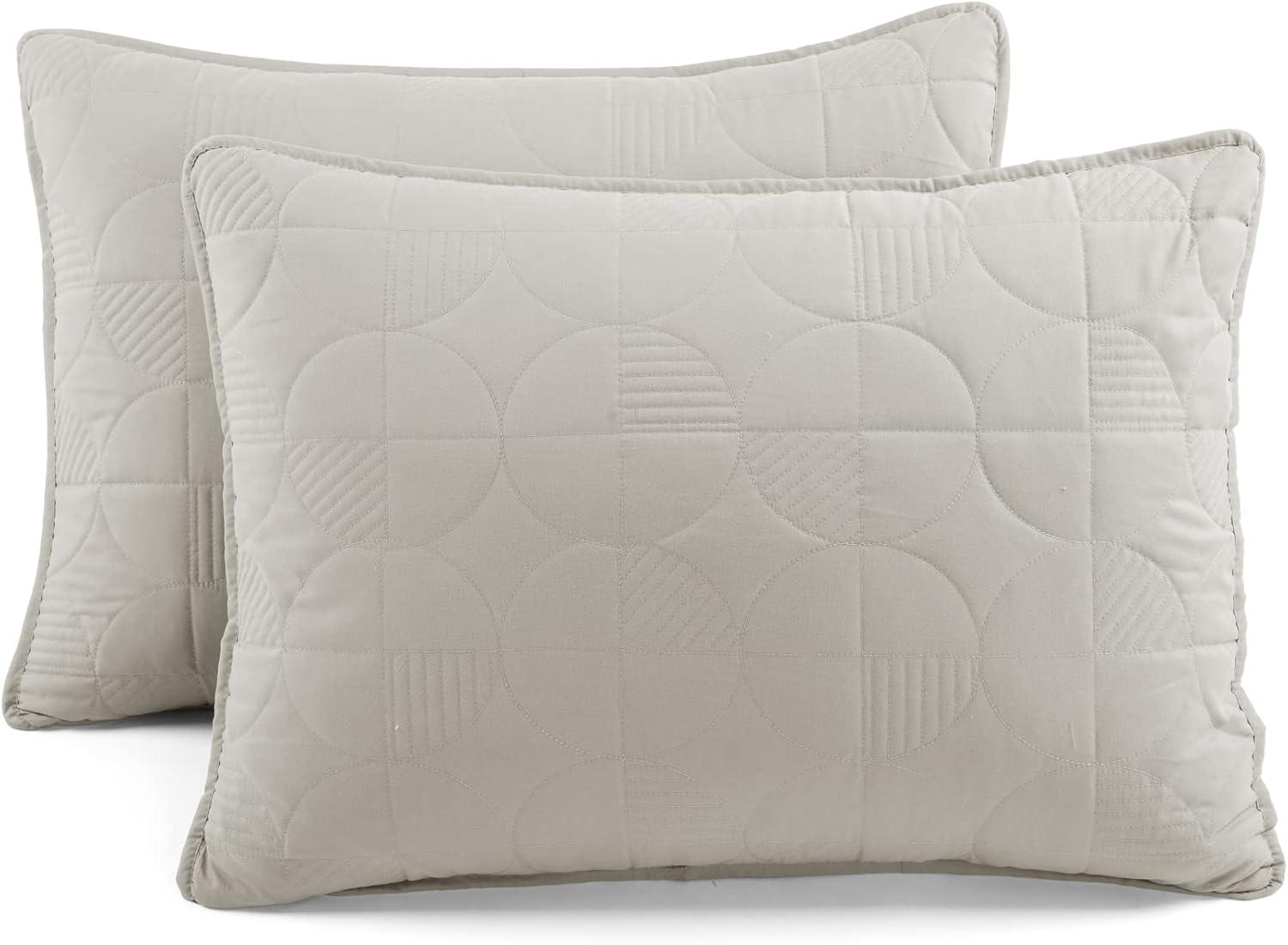 Gray King Cotton Reversible Quilt Set with Shams