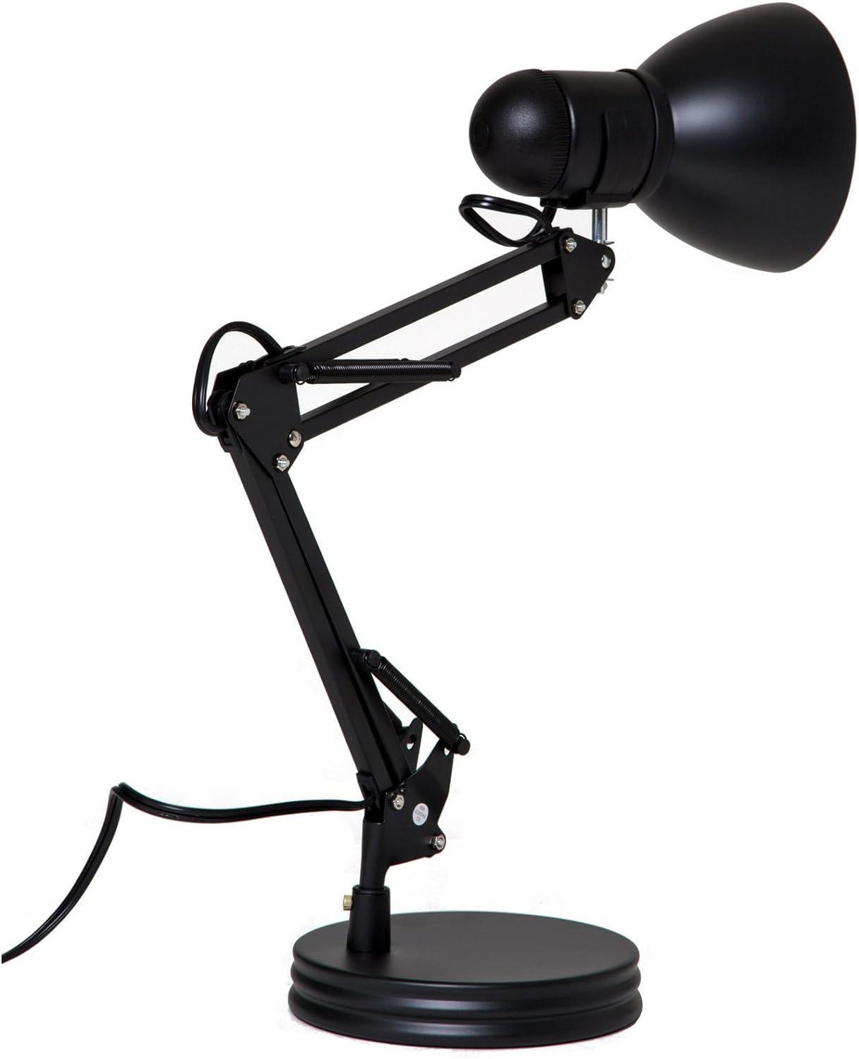 Adjustable Black Metal Swing Arm Desk Lamp