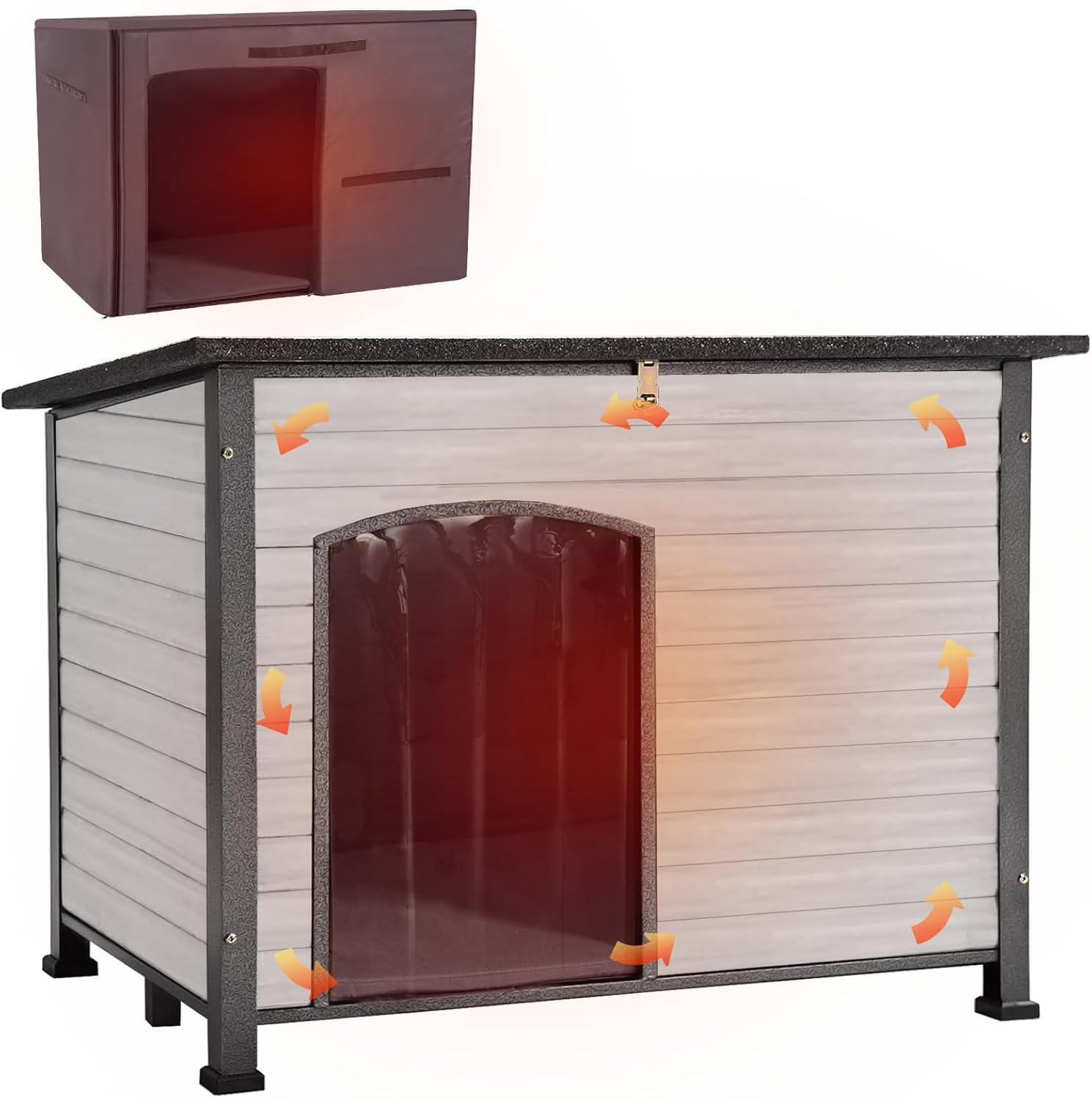 Aivituvin-AIR86-IN Large Insulated Dog House Off-White 43.3"(L) x 29.4" (W) x 33.4"(H)