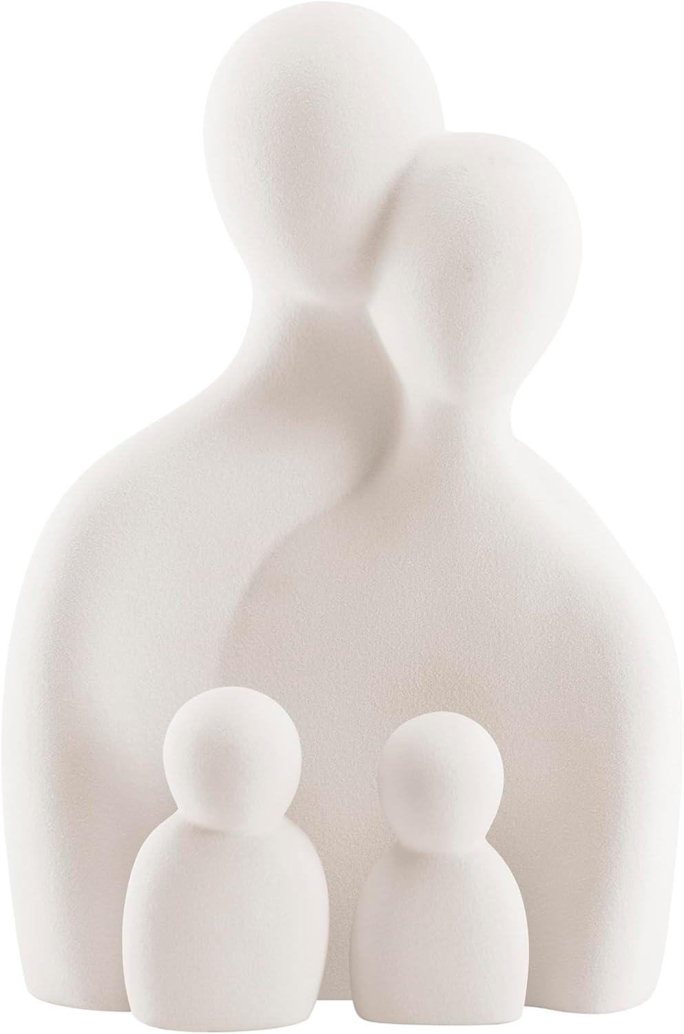 Hans Cream Abstract Nesting Three Piece Family Of 4 Decorative Accent Matte Ceramic Sculpture Figure Set