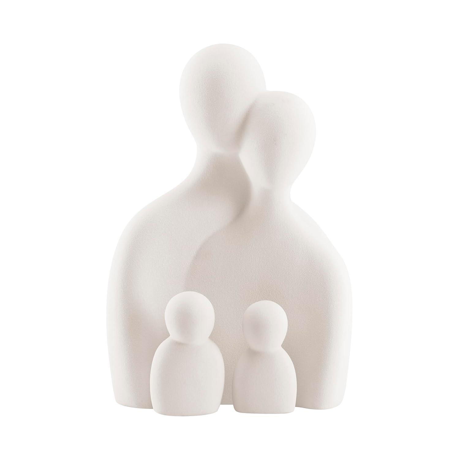 Wrought Studio™ Hans Cream Abstract Nesting Three Piece Family Of 4 Decorative Accent Matte Ceramic Sculpture Figure Set