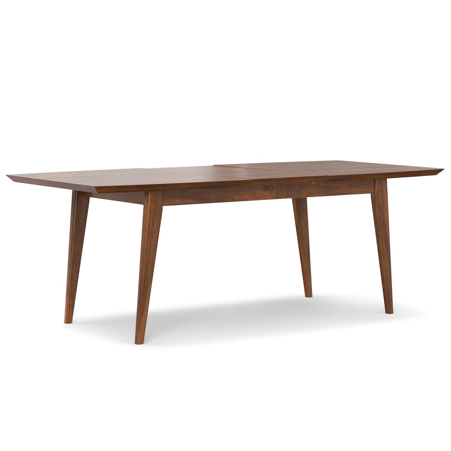 Draper 66-84"W Walnut Extendable Dining Table, Mid-Century Modern Style