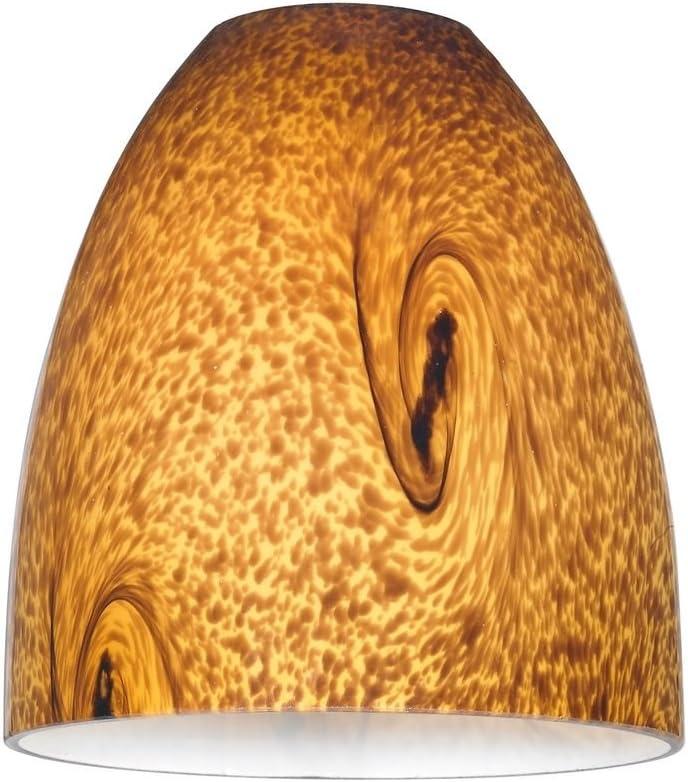 Amber Art Glass Bell Light Shade with Lipless Fitter