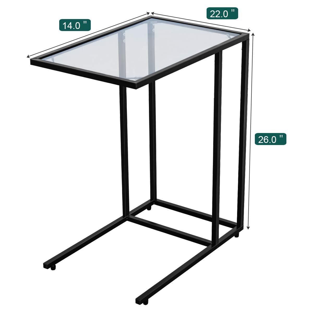 Canddidliike Sofa End Table Coffee Side Table with Glass Top, Glass Top Side Table, Sturdy Steel Frame, Easy to Clean, Great for End Tables & Decorative Displays
