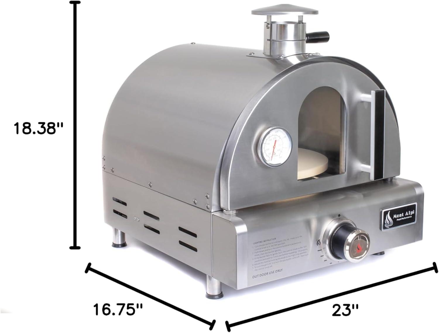 Mont Alpi Stainless Steel Portable Outdoor Gas Pizza Oven with Pizza Stone