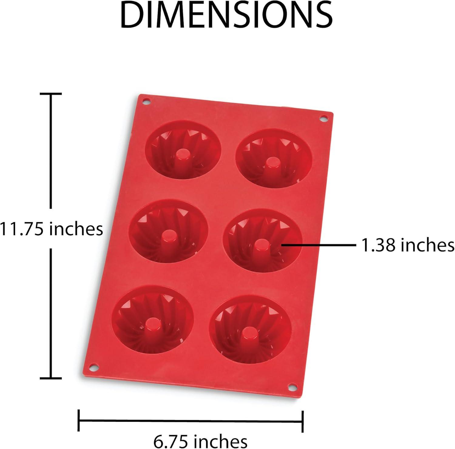 Red Silicone Non-Stick Mini Bundt Cake Pan