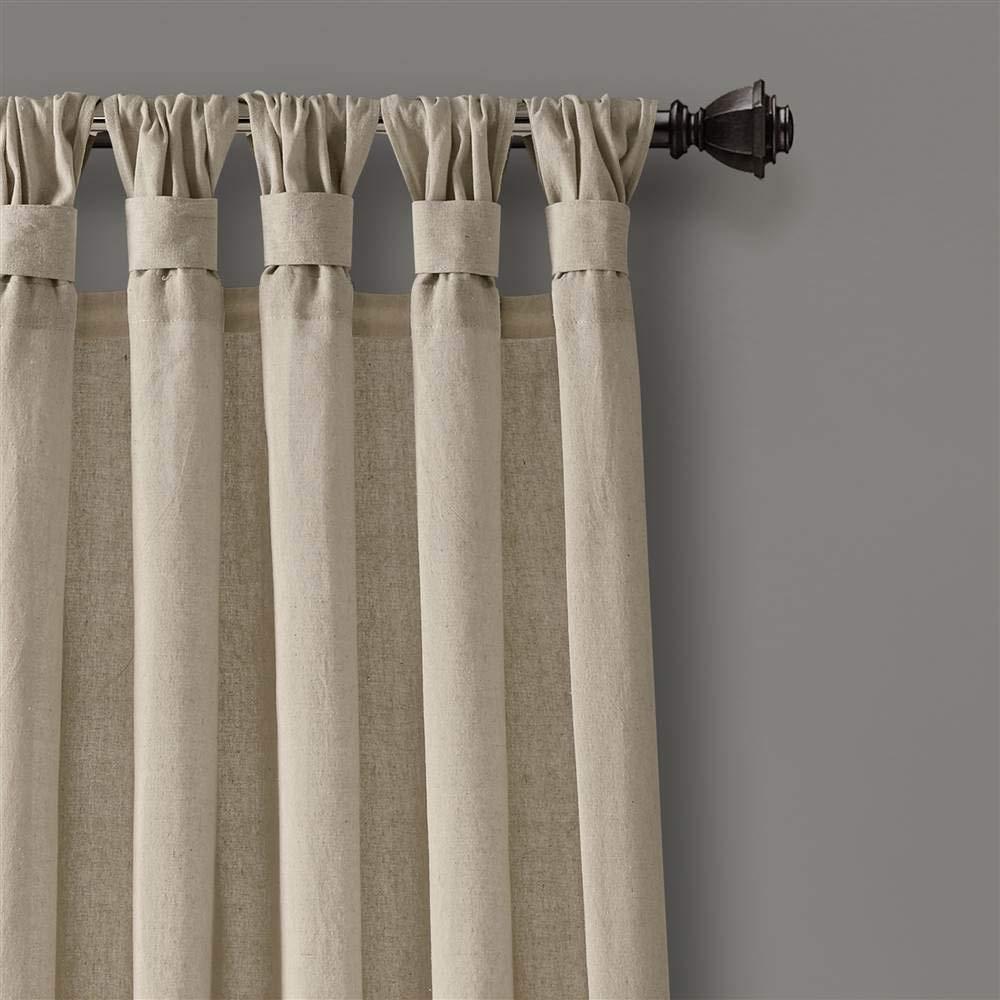 Burlap Knotted Tab Top Semi Sheer Curtain Pair (Set of 2)
