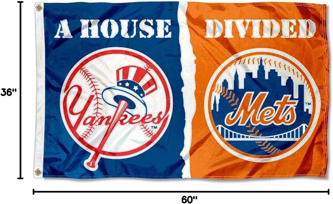 New York Yankees and Mets House Divided Polyester Flag