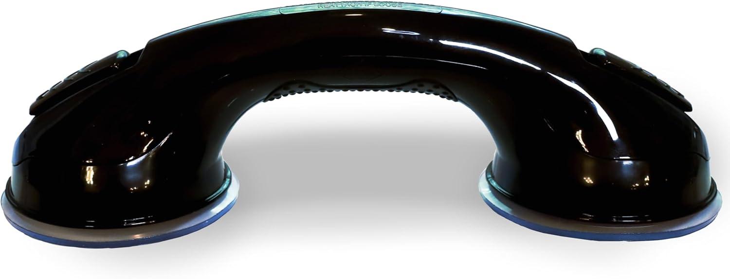 Black 12-Inch Metal Suction Cup Grab Bar