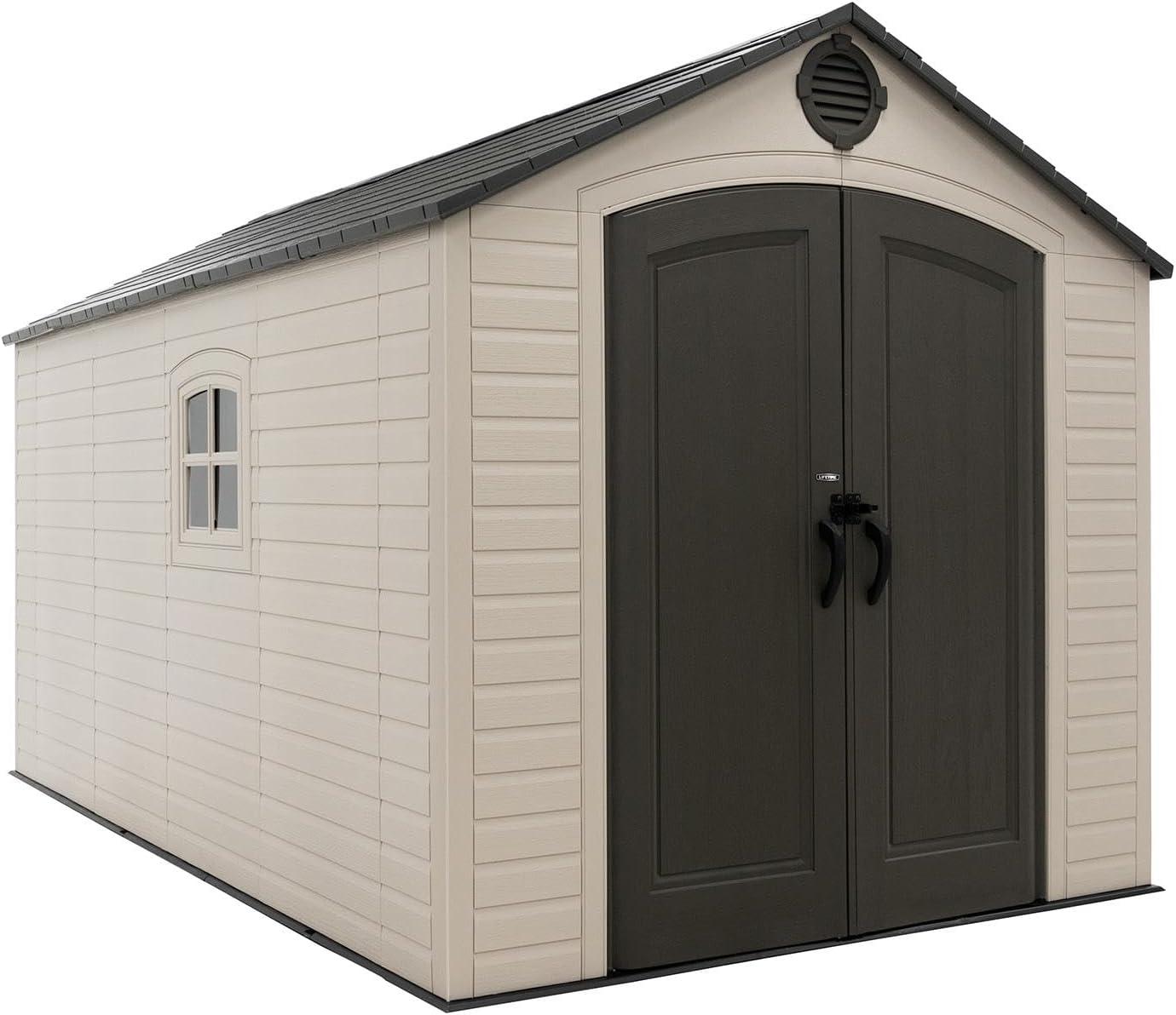 Lifetime Polyethylene Storage Shed, 90 sq ft., 8 ft. x 12.5 ft. x 8 ft., Tan/Gray (60395)