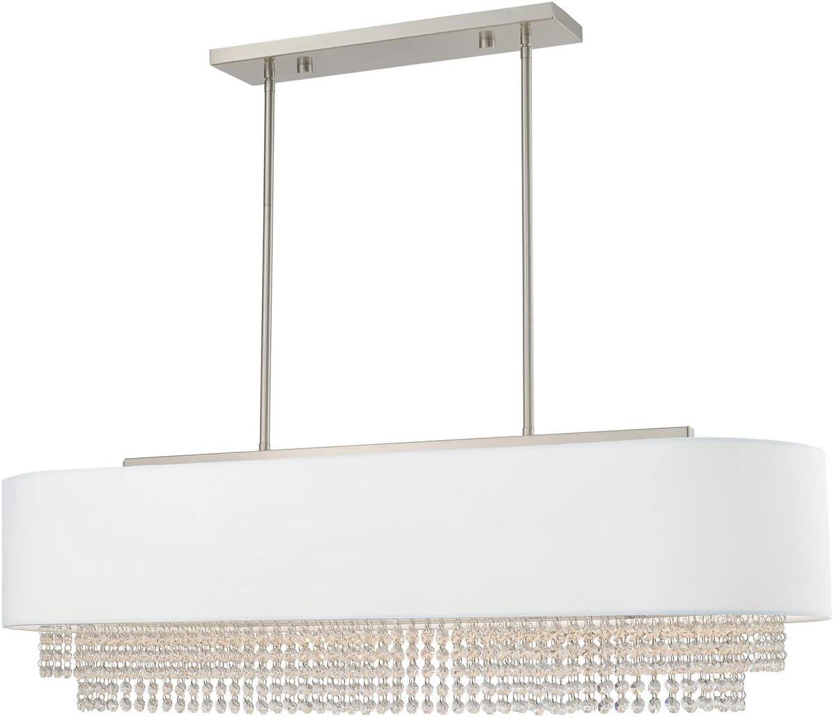 Carlisle 5-Light Linear Chandelier in Brushed Nickel with Crystal Accents