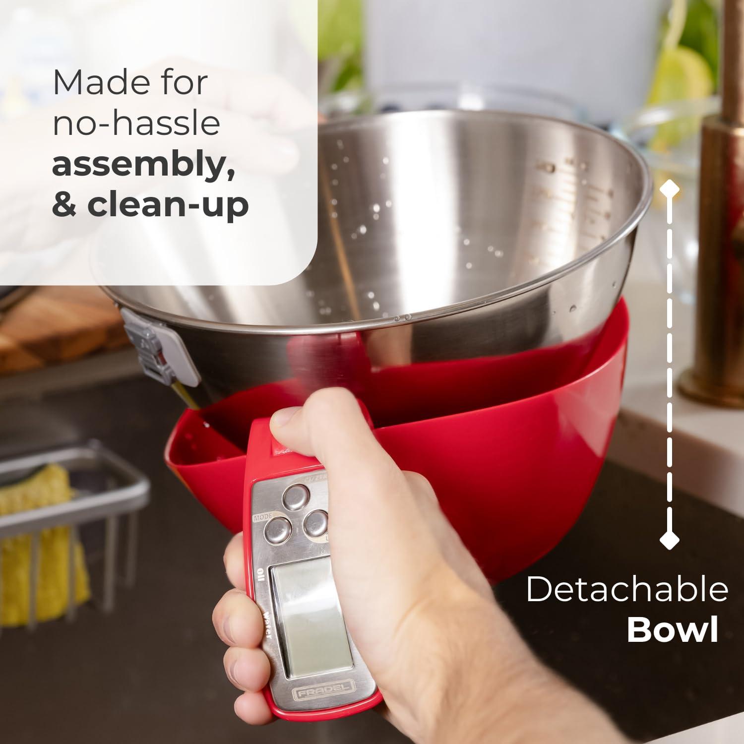Red Stainless Steel Digital Kitchen Scale with LCD Display and Removable Bowl
