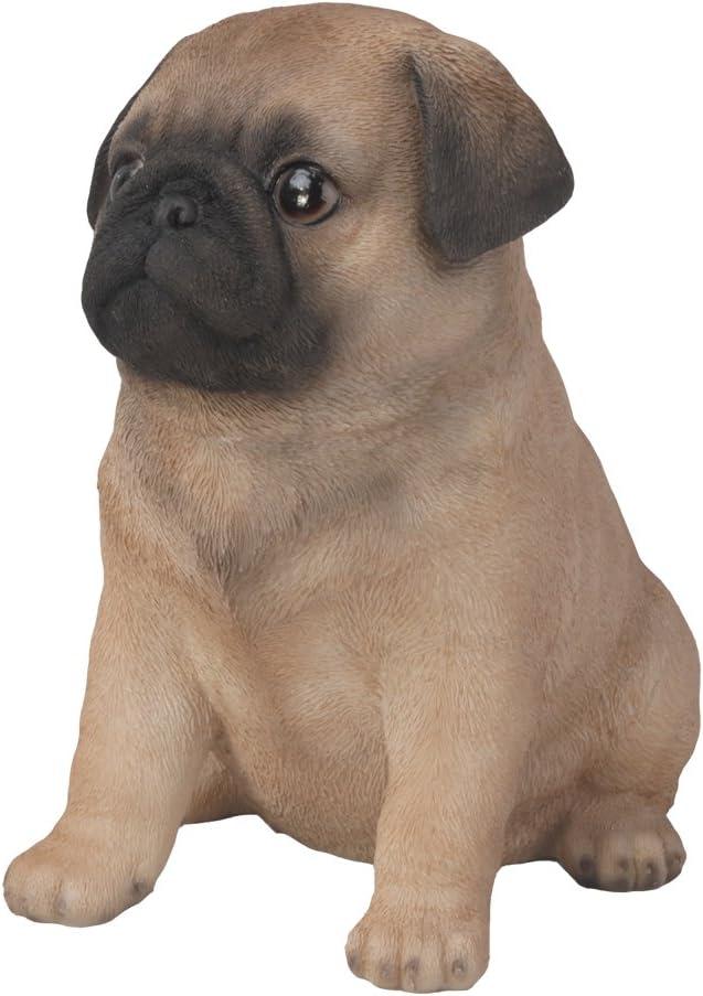 1" Tall Miniature Brown Pug Figurine Realistic Collectibles Resin Dog Statue Hand Painted Polyresin Figure Decor