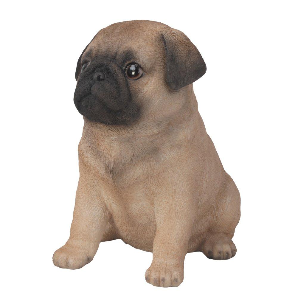 1" Tall Miniature Brown Pug Figurine Realistic Collectibles Resin Dog Statue Hand Painted Polyresin Figure Decor