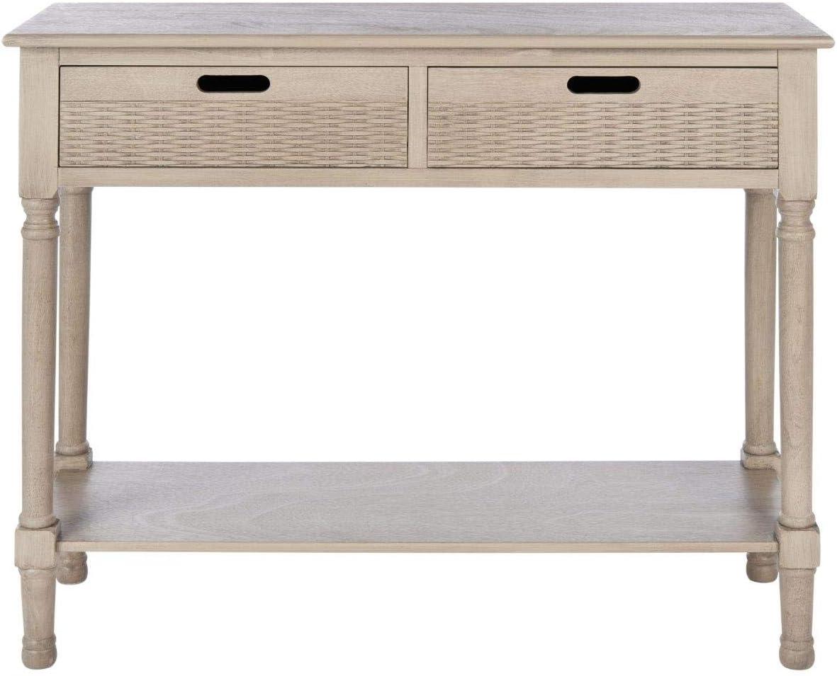 Greige Wood 2-Drawer Console Table with Storage