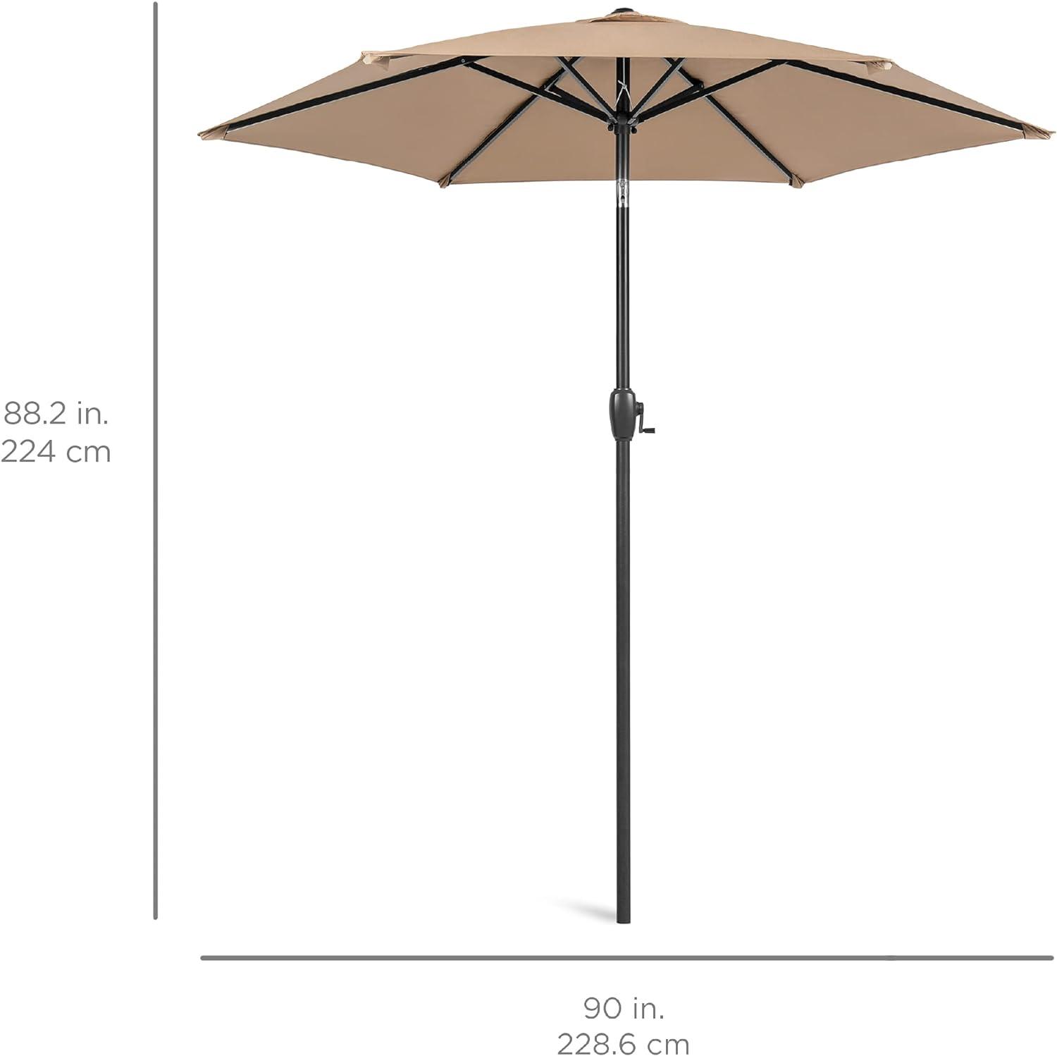 Tan 7.5ft Heavy-Duty Outdoor Market Patio Umbrella with Steel Pole