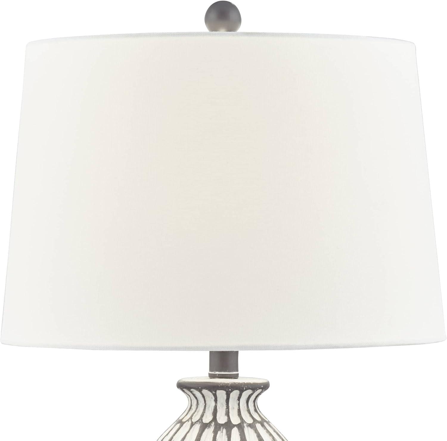 360 Lighting Carlton Modern Table Lamps 28 1/4" Tall Set of 2 Gray Wash Off White Fabric Drum Shade for Bedroom Living Room Bedside Nightstand Office