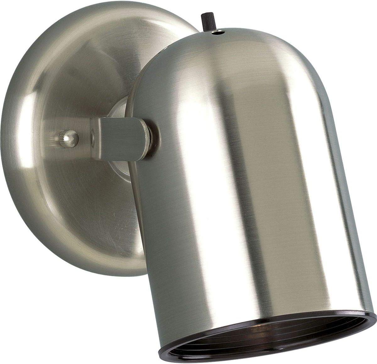 Progress Lighting, Directional Collection, 1-Light Wall/Ceiling Mount, Brushed Nickel, Steel, Halogen, Shade Included