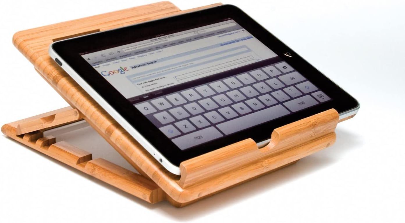 Adjustable Natural Bamboo Expandable Tablet Stand