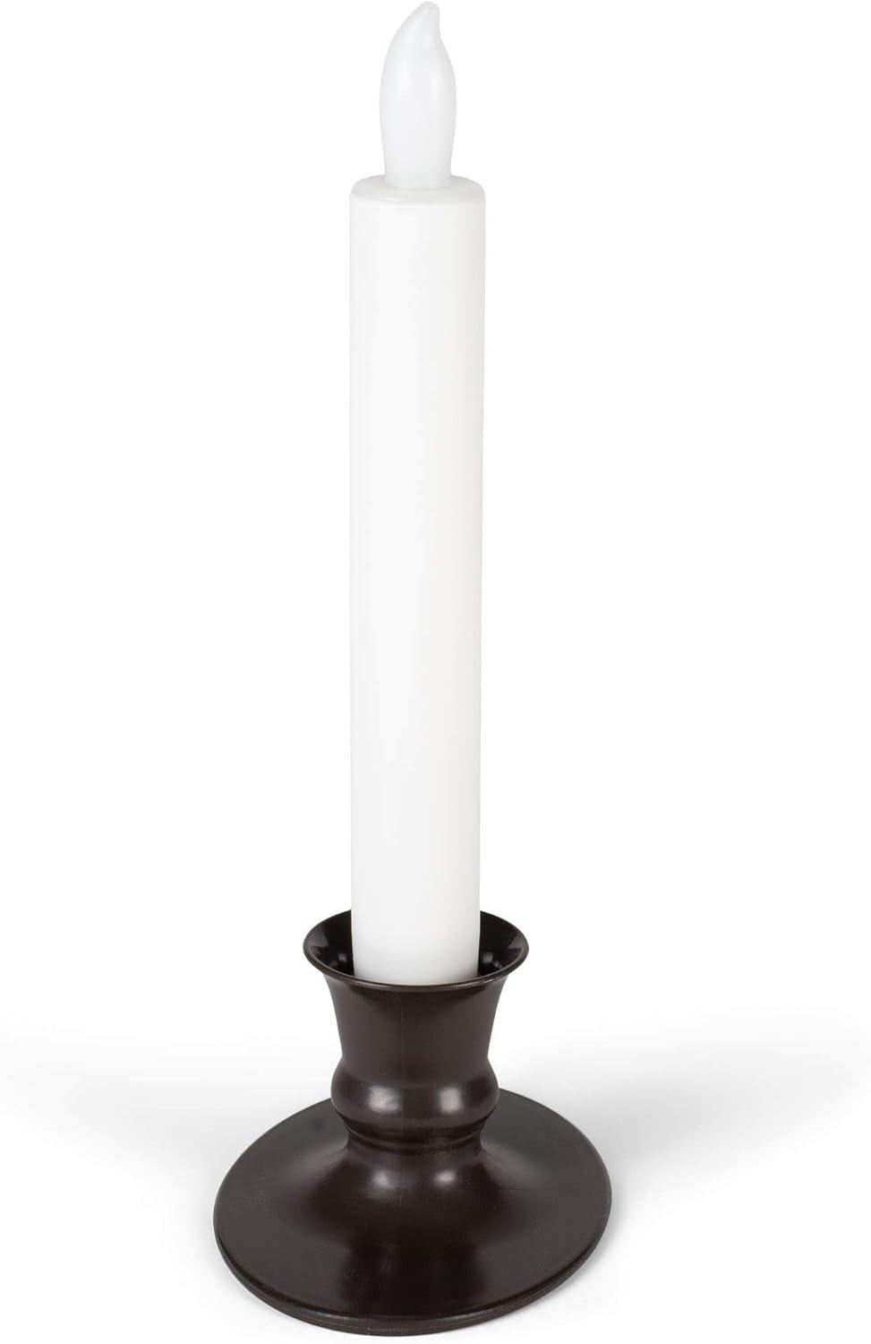 Antique Bronze LED Flameless Taper Candles with Timer, Set of 2