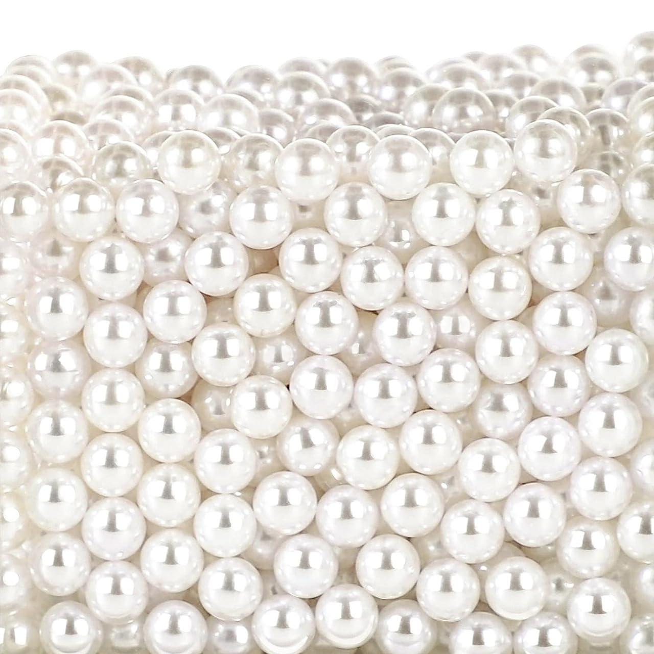 WGV Small Ivory Plastic Pearl Beads in 1 LB Bag, 0.4"(10 mm), Approx 720 Pearls, No Holes, Vase Filler, Loose Table Scatter, Art Crafts