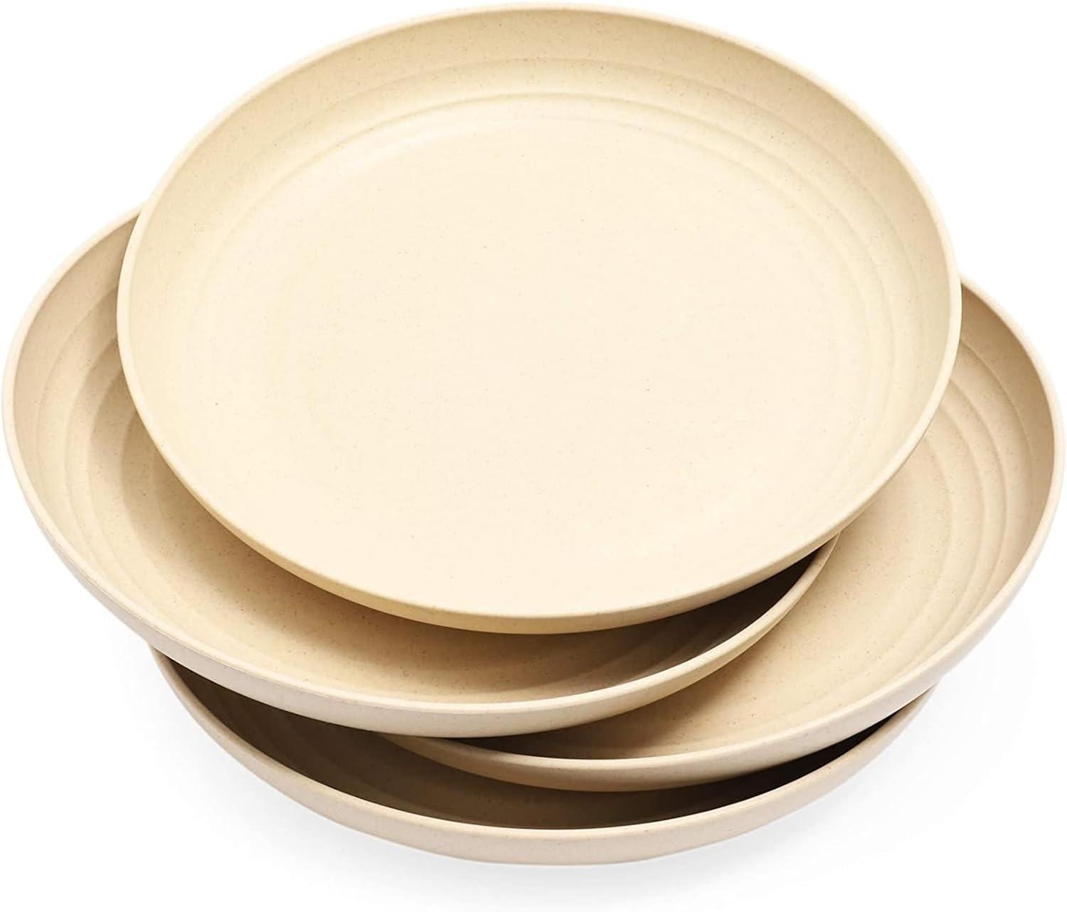 Juvale 6 Pack Unbreakable & Sturdy Wheat Straw Dinner Plates for Kids & Adults, Beige, 9 in