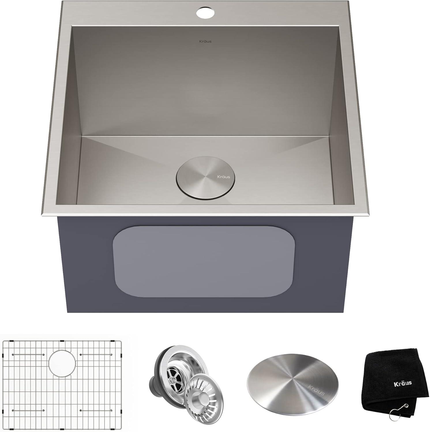 KRAUS Standart PRO Drop In 16 Gauge Bar Stainless Steel Kitchen Sink