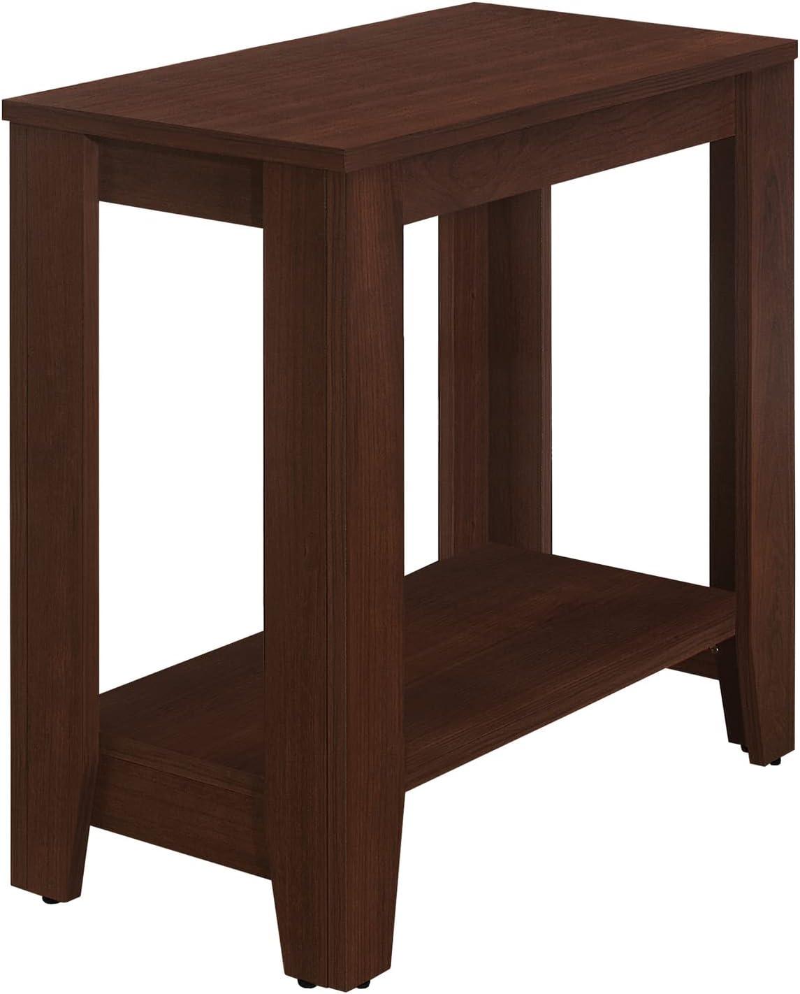 Contemporary Cherry Wood Rectangular Side Table with Shelf