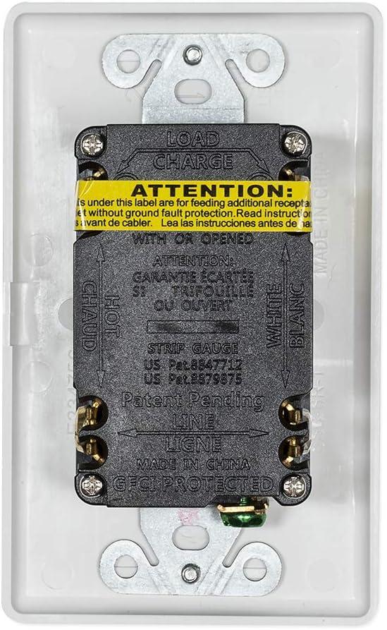 White Tamper Resistant Recessed GFCI Duplex Outlet with Wall Plate