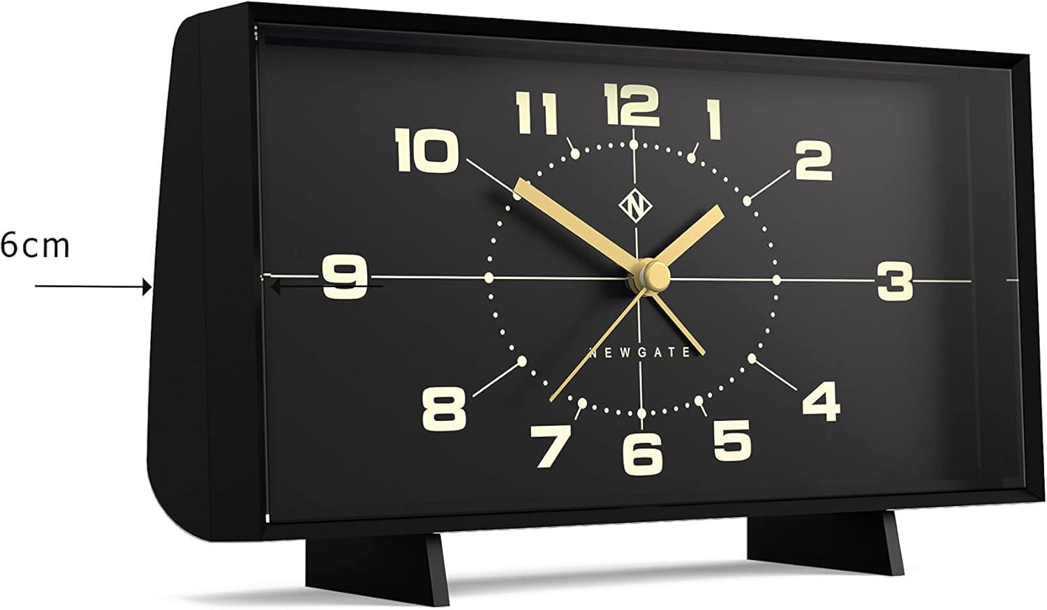 Black Rectangular Acrylic Retro Alarm Clock with Silent Sweep