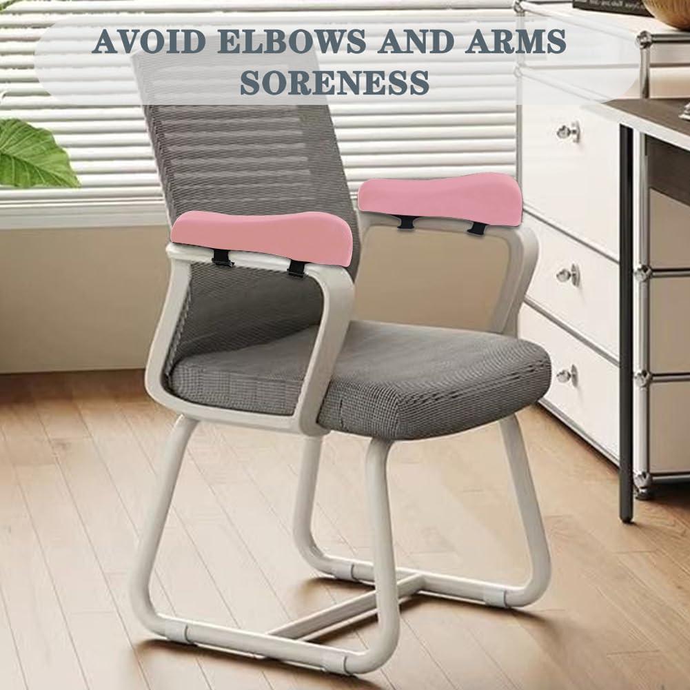 2 Pack Office Chair Armrest Pads Covers,Arm Rest Pad with Memory Foam Elbow Pillow for Forearm Pressure Relief, Arm Rest Covers for Office Chairs, Wheelchair, Comfy Gaming Chair (Pink)