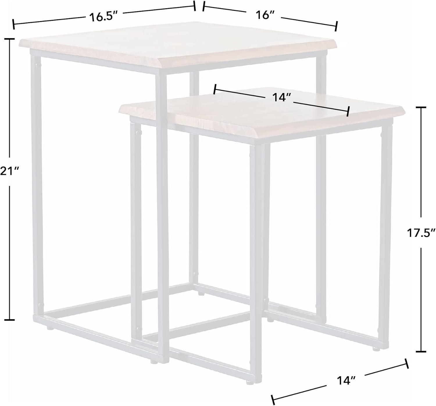 FirsTime & Co. Brown and Black Live Edge Nesting End Table 2-Piece Set, Side Table, Night Stand, Acacia Wood and Metal, 16.5 x 16 x 21 inches