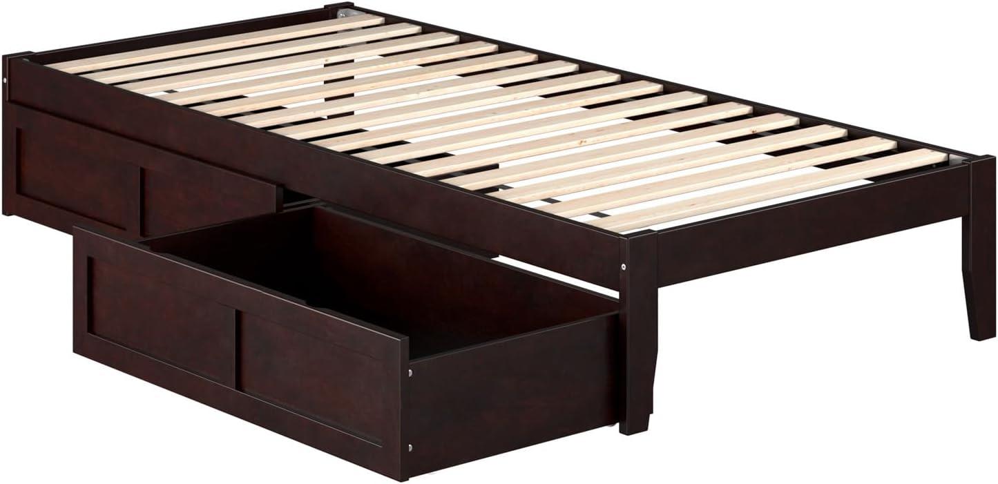 Twin XL Colorado Bed with 2 Drawers Espresso - AFI: Wood Frame, No Box Spring Needed, Storage Solution