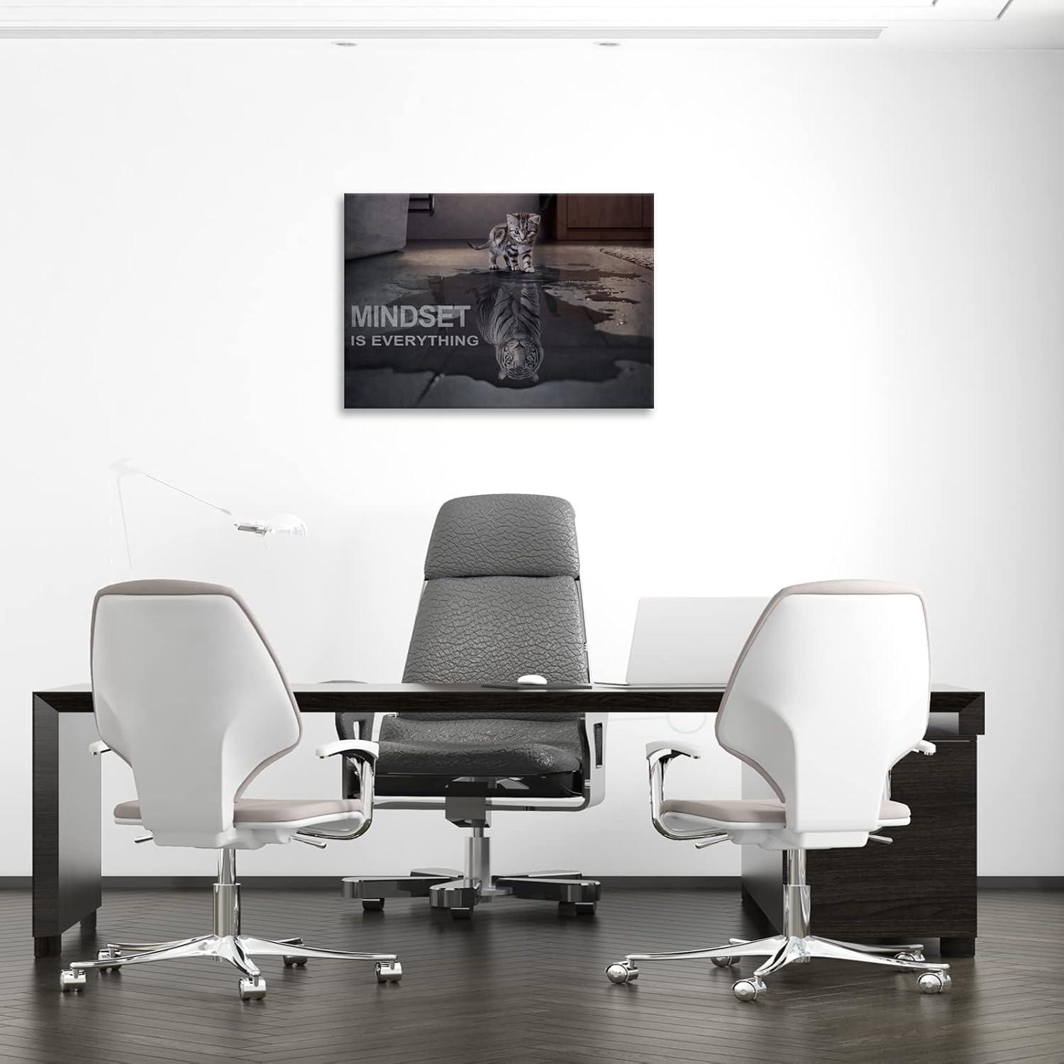 POSTER Mindset Is Everything Cat/Tiger Leader Motivational Inspirational Prevocational Life Action Success Quote Print Poster Wall Art Picture-UNFRAMED