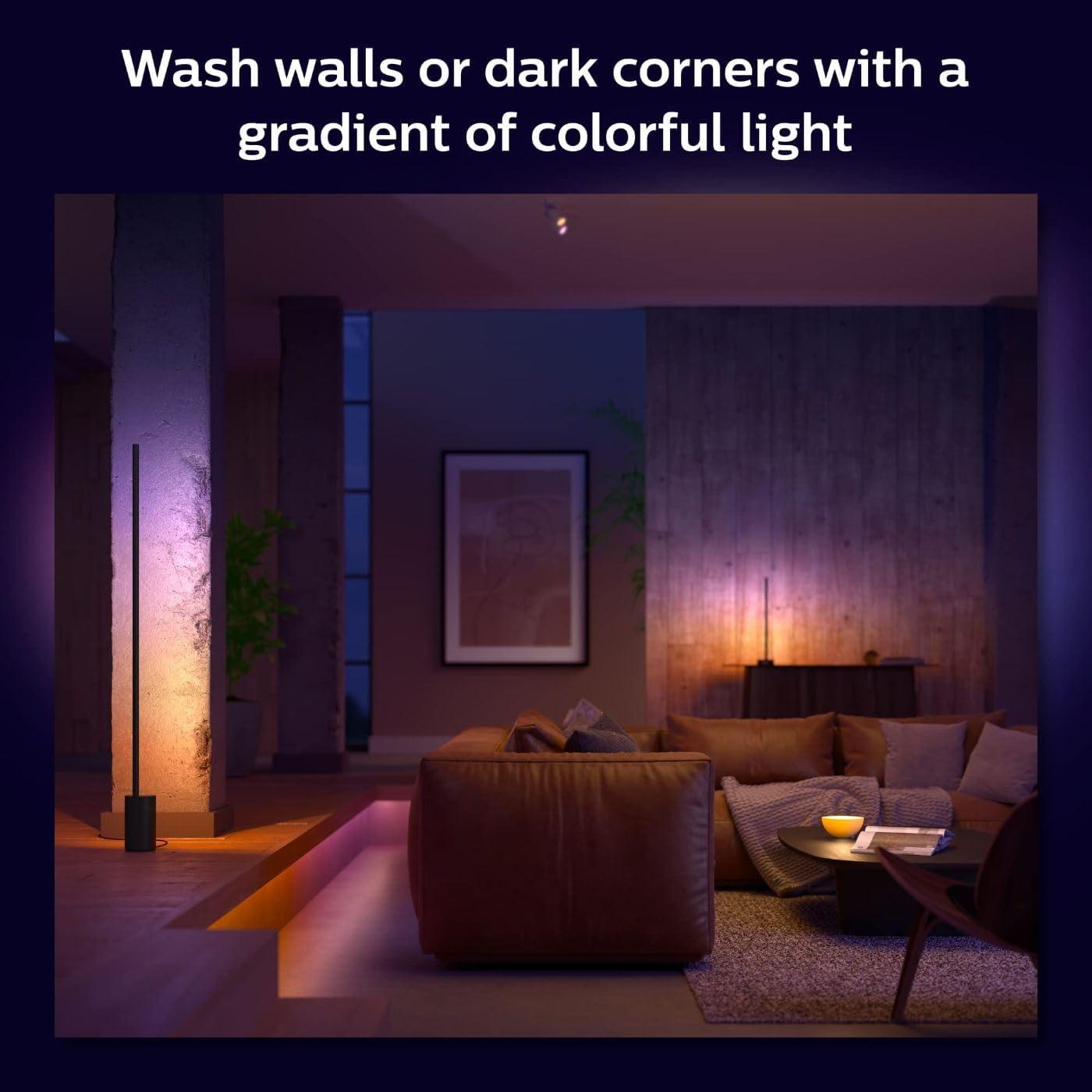 Black Aluminum Voice-Controlled LED Floor Lamp with Bluetooth