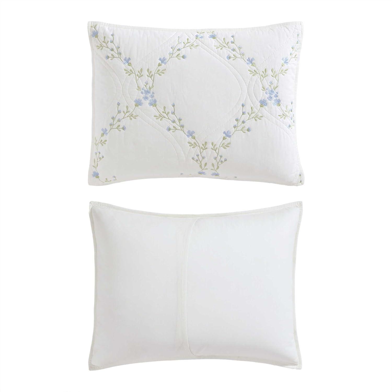 Laura Ashley Laura Ashley Floral Embroidery Cotton Reversible Quilt Set