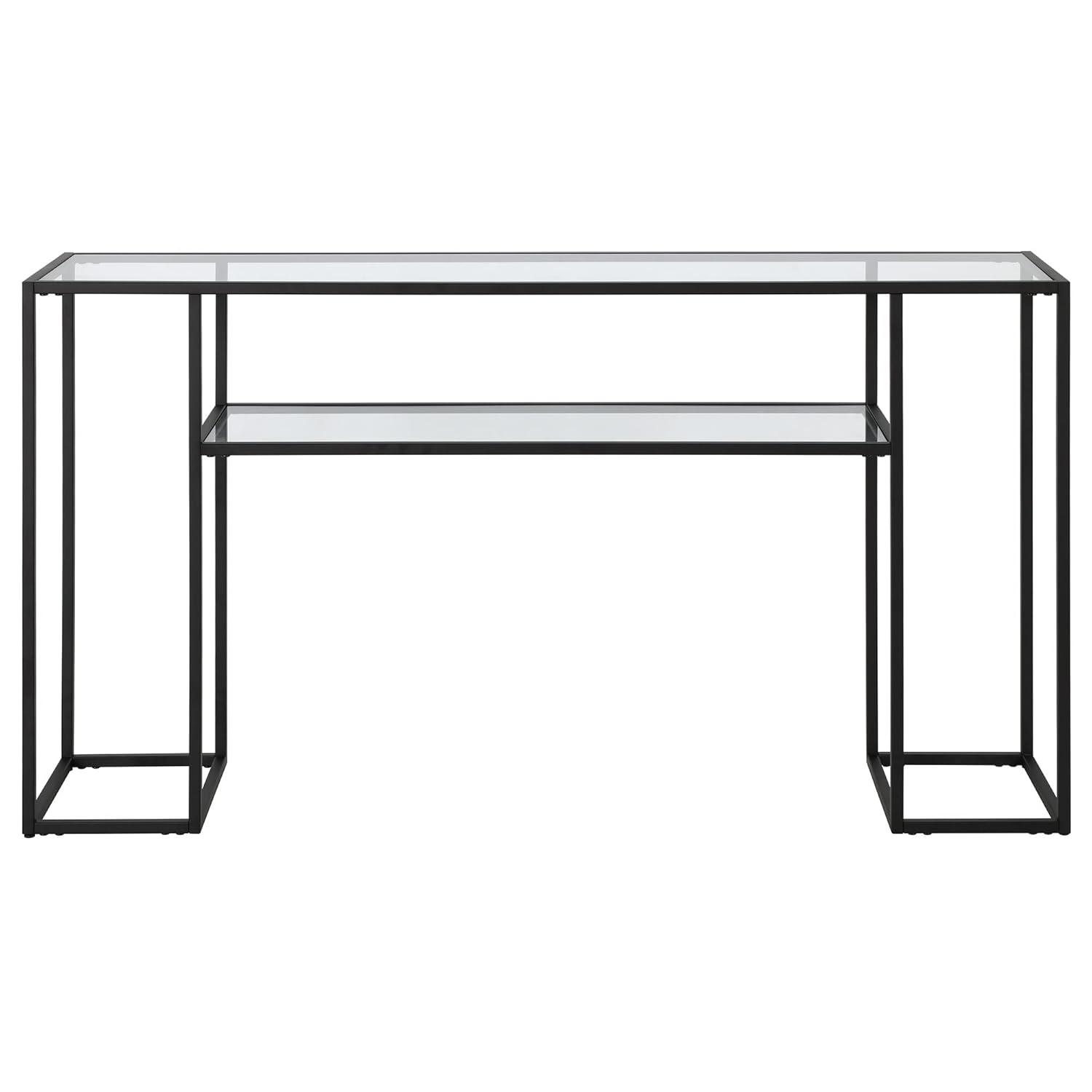 Evelyn&Zoe Marilyn 55" Wide Rectangular Console Table, Blackened Bronze