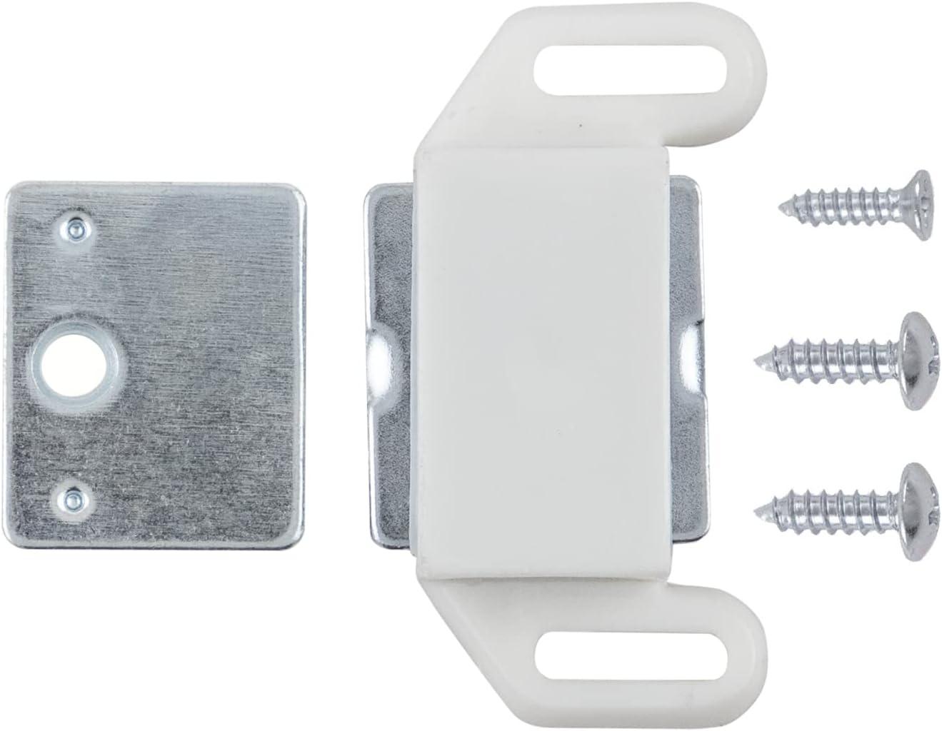 White Magnetic Cabinet Door Catch with Steel Plate