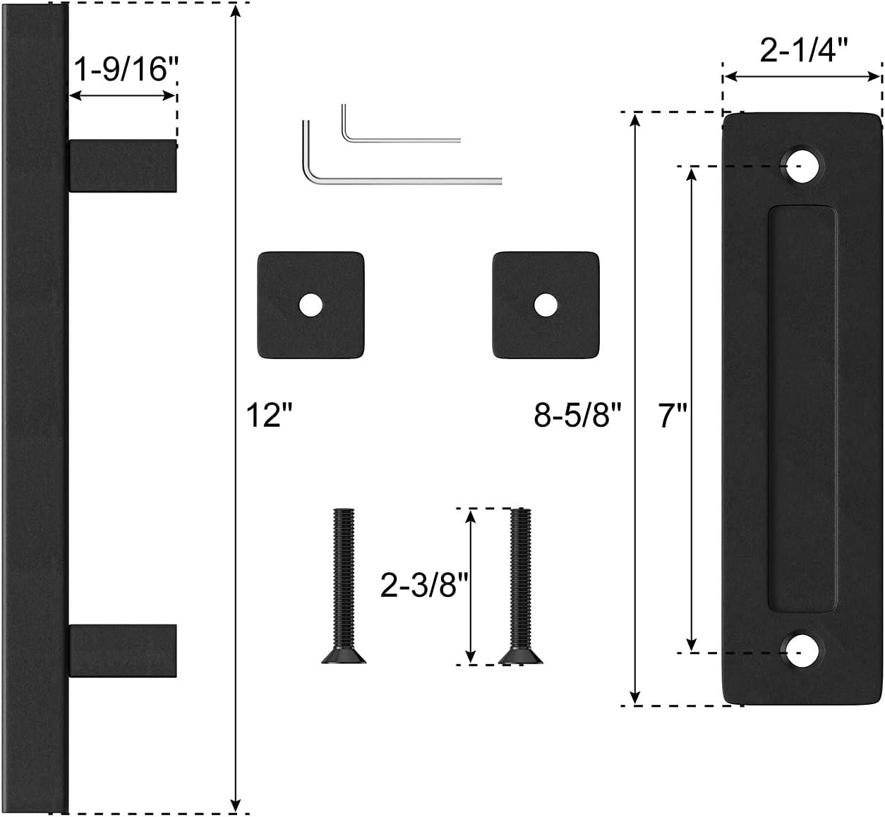 Matte Black 12" Sliding Barn Door Handle Set