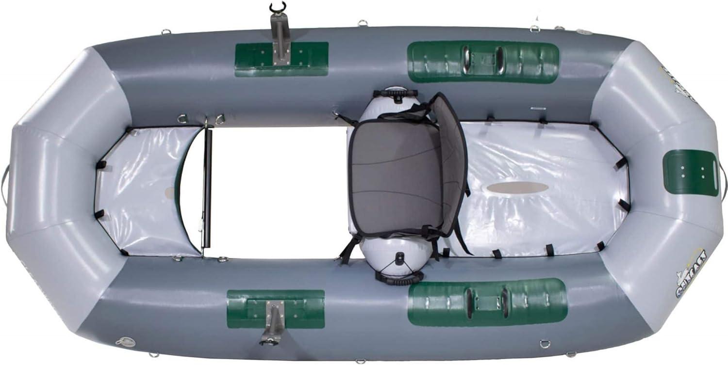 Gray Inflatable Fishing Raft with High-Back Seat