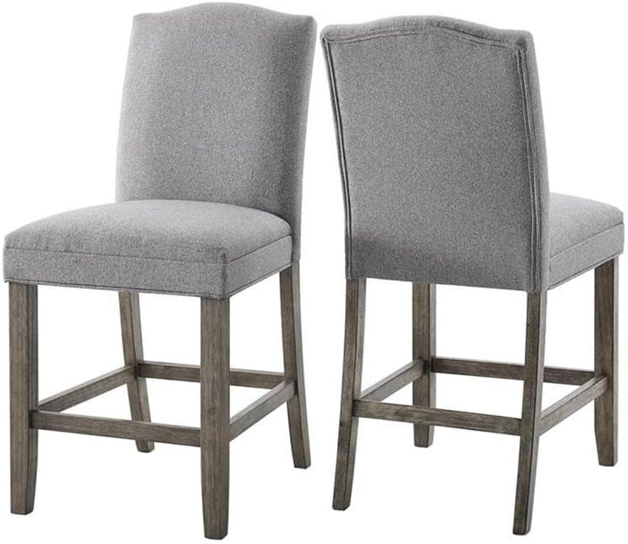 Gray Driftwood Wood and Fabric Counter Stools Set of 2