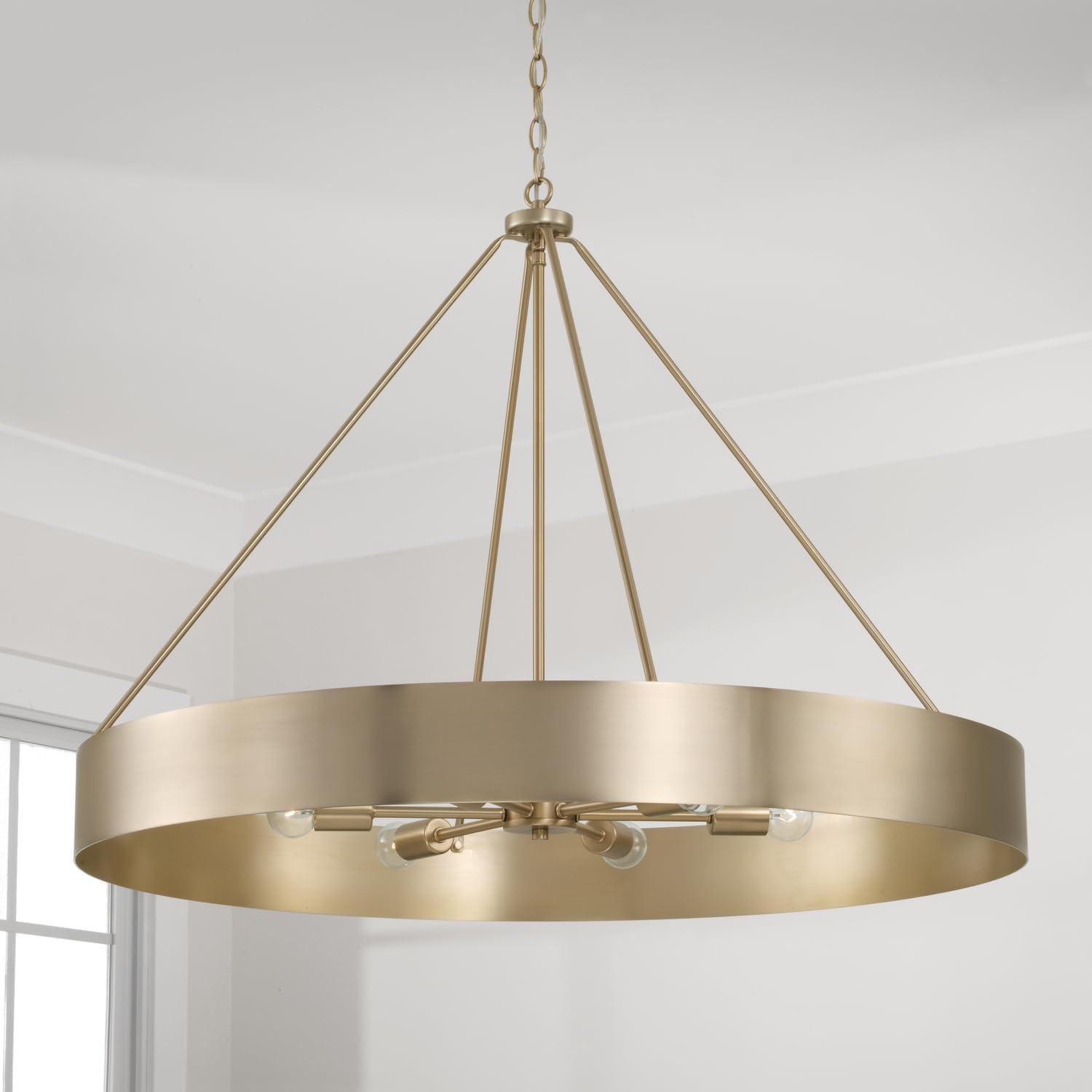 Matte Brass 6-Light Cylindrical Chandelier