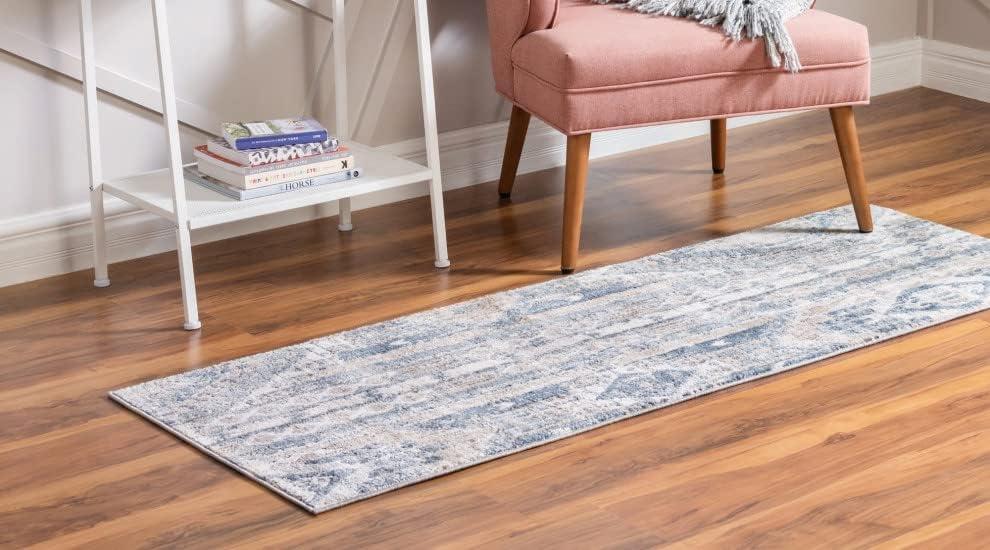 Unique Loom Portland Collection Area Rug - Orford (2' 2" x 12' Runner Navy Blue/Blue)
