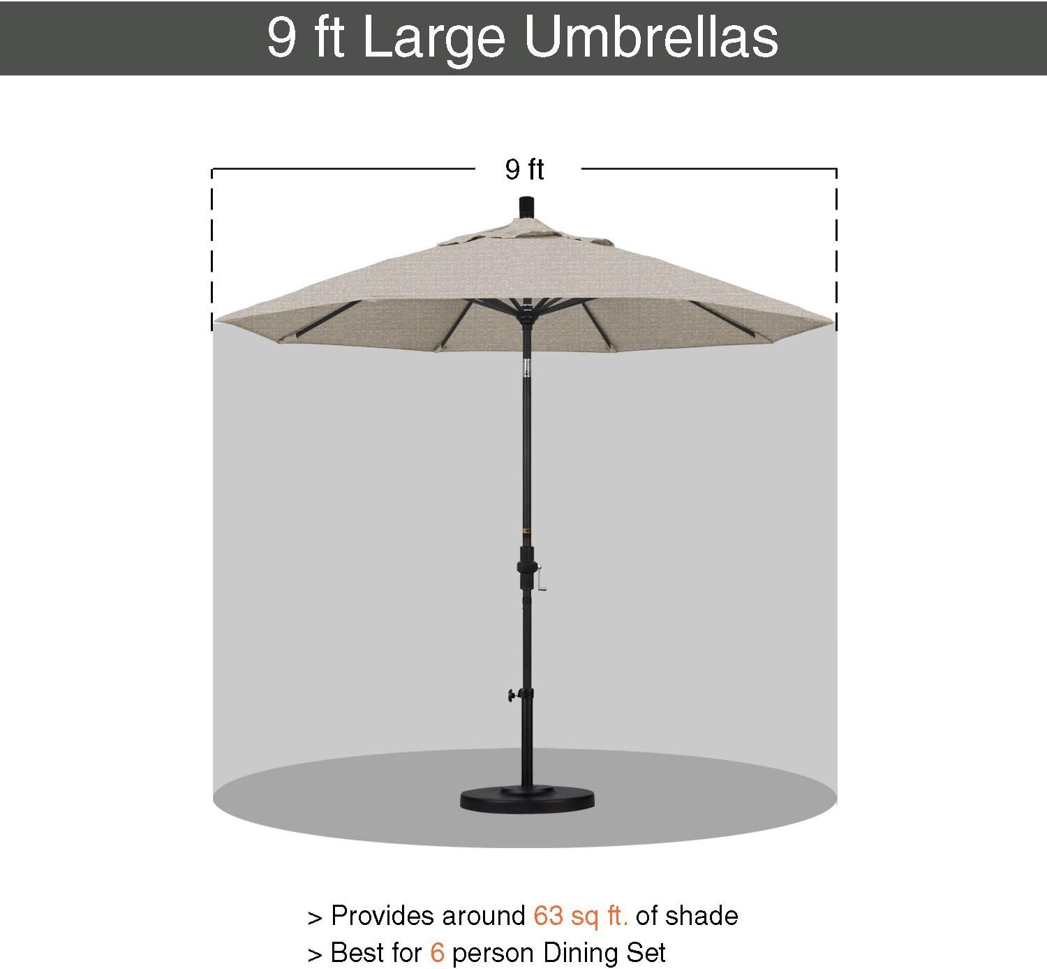 9-Foot Beige Olefin Patio Umbrella with Black Aluminum Pole