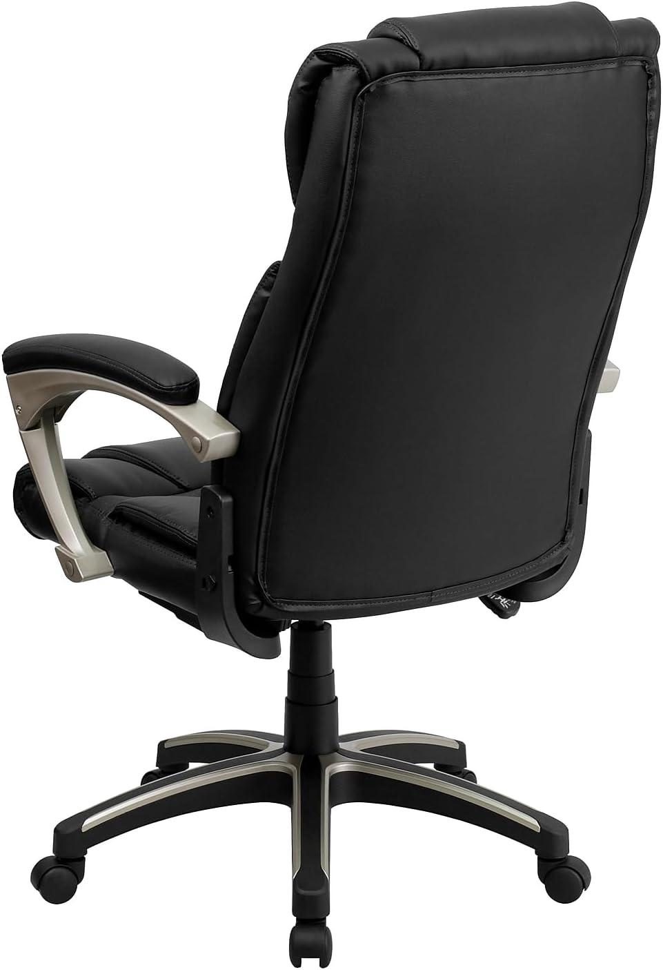 Flash Furniture Hansel High Back Folding Black LeatherSoft Executive Swivel Office Chair with Arms