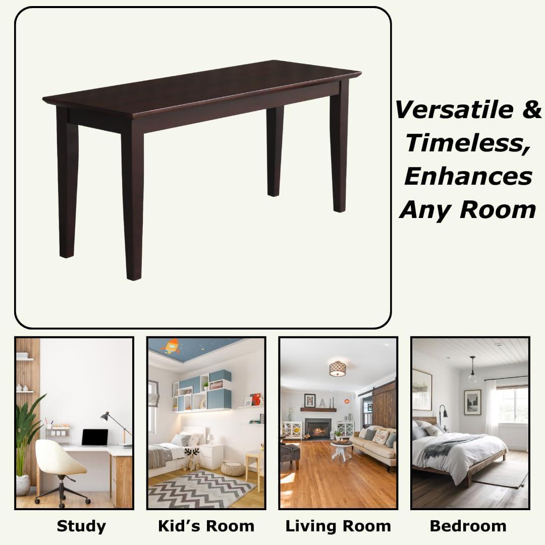 Brookshire Bench - Rich Mocha - International Concepts: Hardwood Frame, 400lb Capacity, Spot Clean