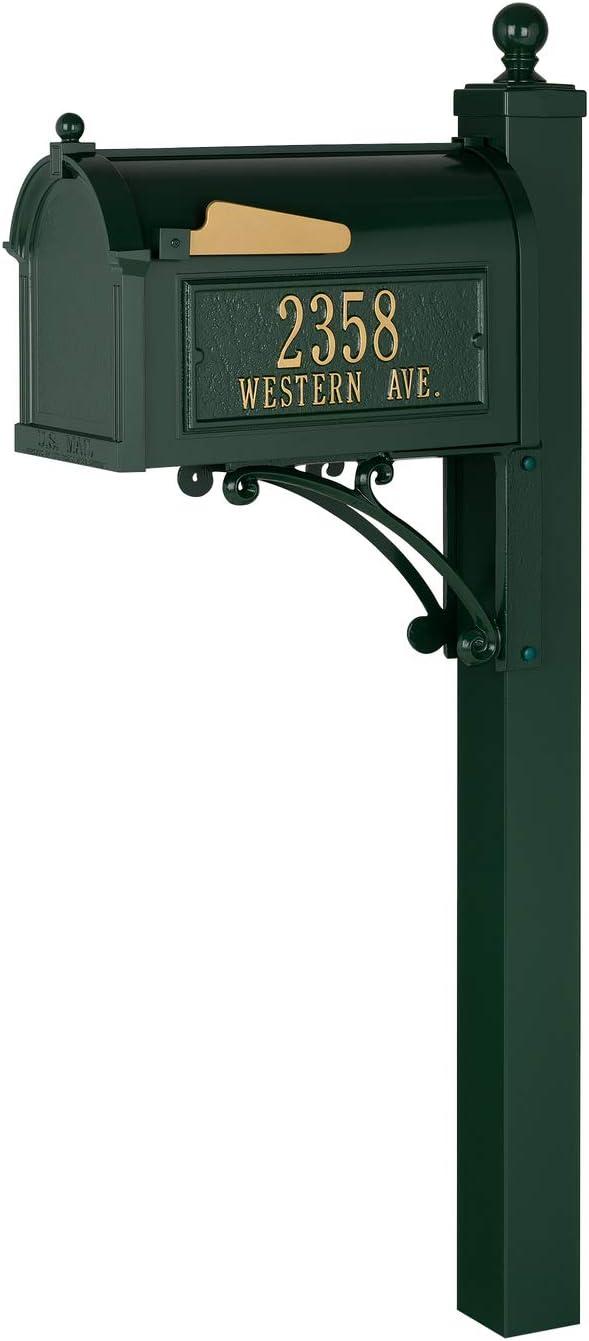 Green Aluminum Deluxe Mailbox Package with Post